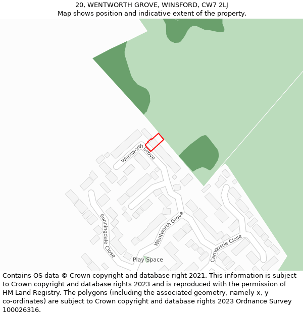 20, WENTWORTH GROVE, WINSFORD, CW7 2LJ: Location map and indicative extent of plot