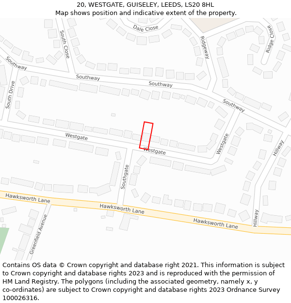 20, WESTGATE, GUISELEY, LEEDS, LS20 8HL: Location map and indicative extent of plot