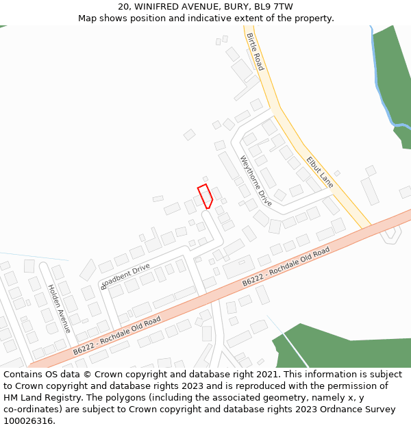 20, WINIFRED AVENUE, BURY, BL9 7TW: Location map and indicative extent of plot