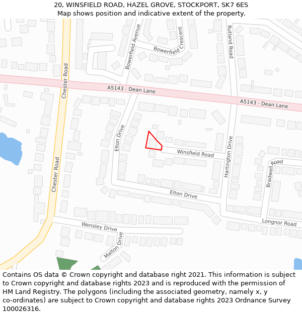 20, WINSFIELD ROAD, HAZEL GROVE, STOCKPORT, SK7 6ES: Location map and indicative extent of plot