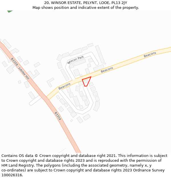 20, WINSOR ESTATE, PELYNT, LOOE, PL13 2JY: Location map and indicative extent of plot