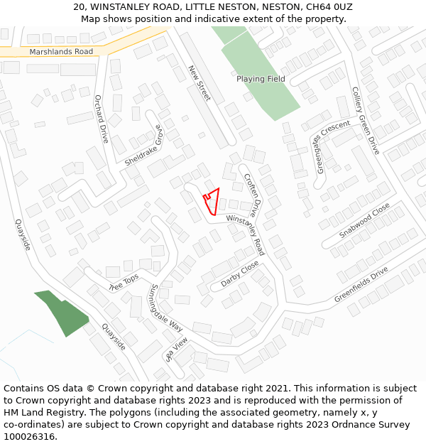 20, WINSTANLEY ROAD, LITTLE NESTON, NESTON, CH64 0UZ: Location map and indicative extent of plot