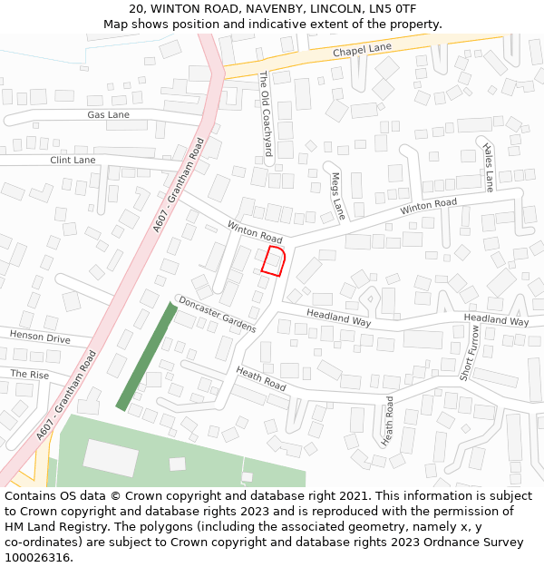 20, WINTON ROAD, NAVENBY, LINCOLN, LN5 0TF: Location map and indicative extent of plot