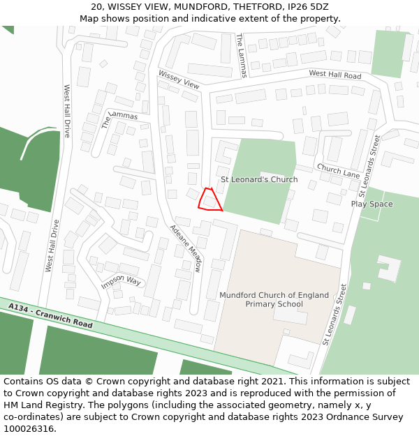 20, WISSEY VIEW, MUNDFORD, THETFORD, IP26 5DZ: Location map and indicative extent of plot