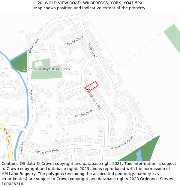 20, WOLD VIEW ROAD, WILBERFOSS, YORK, YO41 5PX: Location map and indicative extent of plot