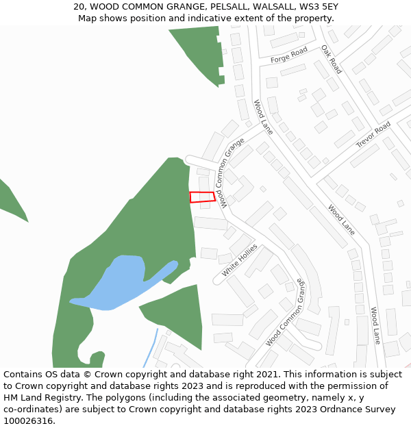 20, WOOD COMMON GRANGE, PELSALL, WALSALL, WS3 5EY: Location map and indicative extent of plot