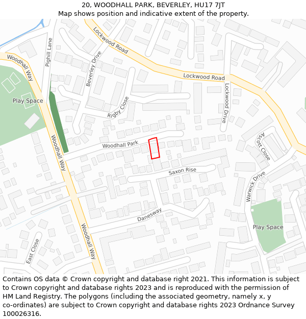 20, WOODHALL PARK, BEVERLEY, HU17 7JT: Location map and indicative extent of plot