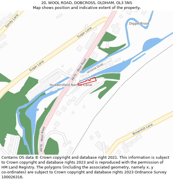 20, WOOL ROAD, DOBCROSS, OLDHAM, OL3 5NS: Location map and indicative extent of plot