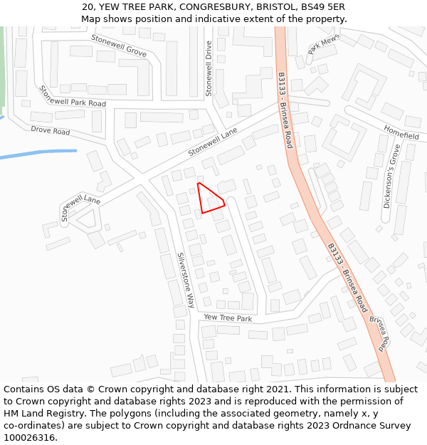 20, YEW TREE PARK, CONGRESBURY, BRISTOL, BS49 5ER: Location map and indicative extent of plot