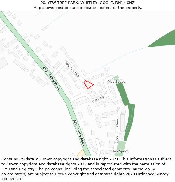 20, YEW TREE PARK, WHITLEY, GOOLE, DN14 0NZ: Location map and indicative extent of plot