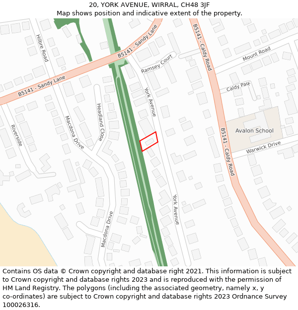 20, YORK AVENUE, WIRRAL, CH48 3JF: Location map and indicative extent of plot