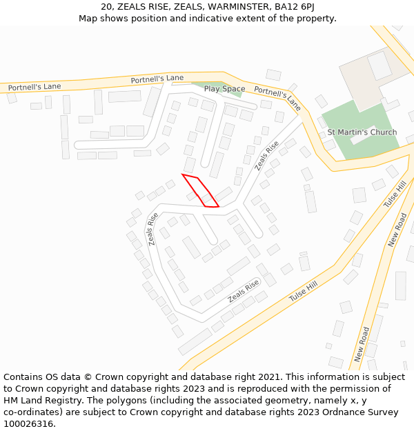 20, ZEALS RISE, ZEALS, WARMINSTER, BA12 6PJ: Location map and indicative extent of plot