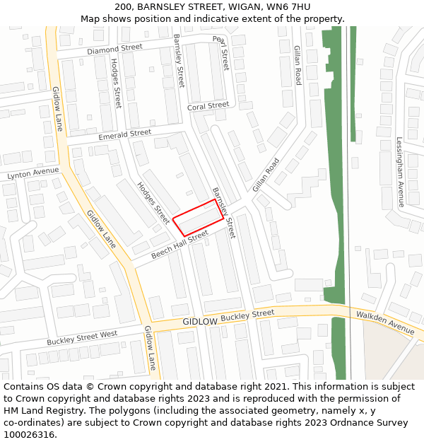 200, BARNSLEY STREET, WIGAN, WN6 7HU: Location map and indicative extent of plot