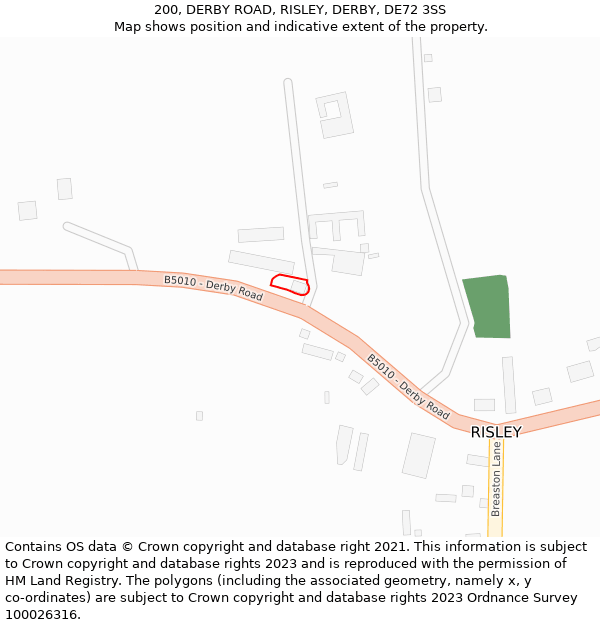 200, DERBY ROAD, RISLEY, DERBY, DE72 3SS: Location map and indicative extent of plot