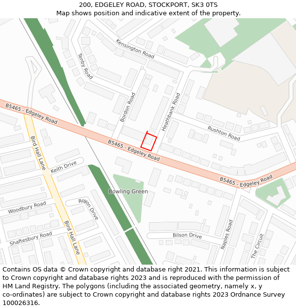 200, EDGELEY ROAD, STOCKPORT, SK3 0TS: Location map and indicative extent of plot