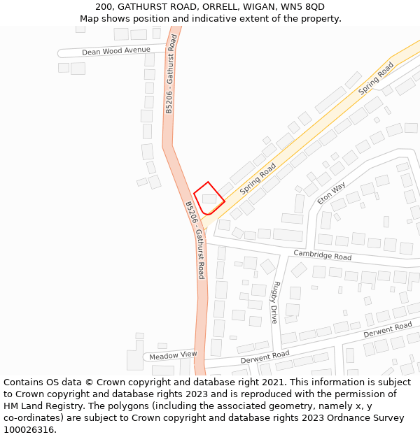 200, GATHURST ROAD, ORRELL, WIGAN, WN5 8QD: Location map and indicative extent of plot