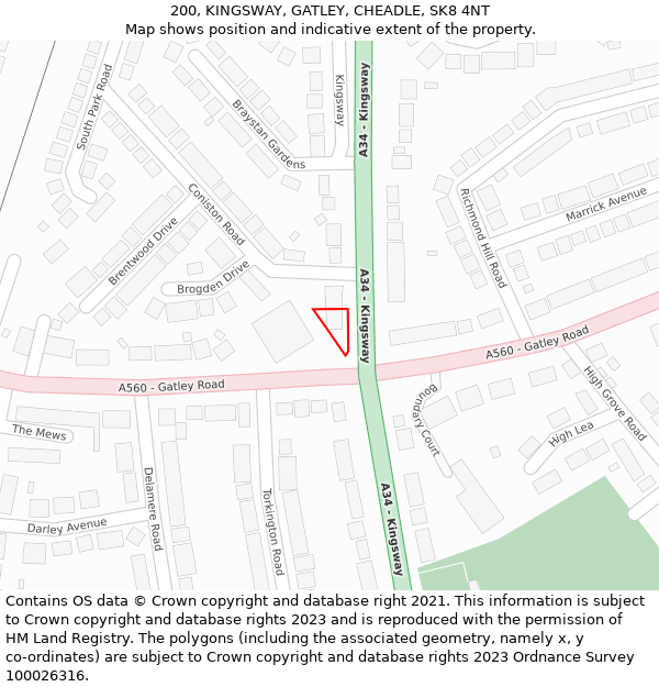 200, KINGSWAY, GATLEY, CHEADLE, SK8 4NT: Location map and indicative extent of plot