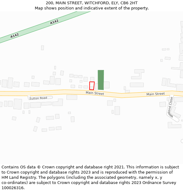 200, MAIN STREET, WITCHFORD, ELY, CB6 2HT: Location map and indicative extent of plot