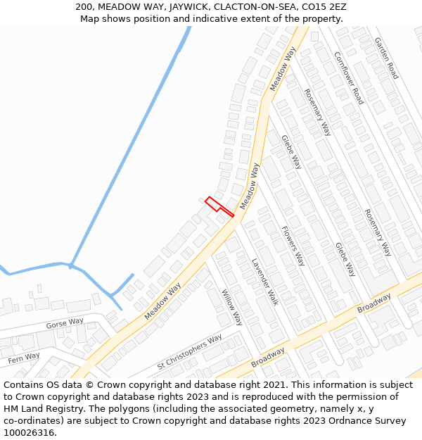 200, MEADOW WAY, JAYWICK, CLACTON-ON-SEA, CO15 2EZ: Location map and indicative extent of plot