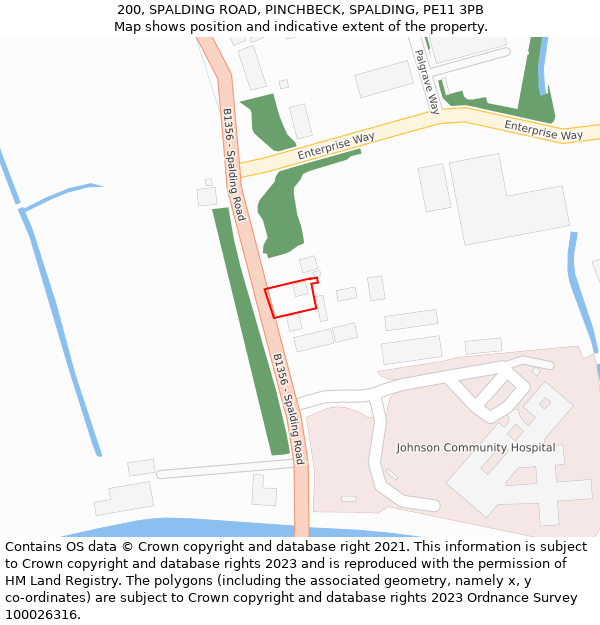 200, SPALDING ROAD, PINCHBECK, SPALDING, PE11 3PB: Location map and indicative extent of plot