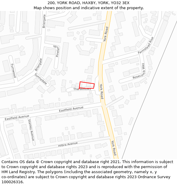 200, YORK ROAD, HAXBY, YORK, YO32 3EX: Location map and indicative extent of plot