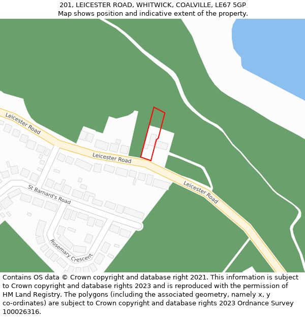 201, LEICESTER ROAD, WHITWICK, COALVILLE, LE67 5GP: Location map and indicative extent of plot
