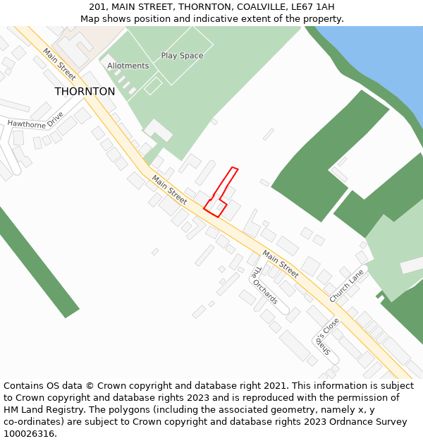 201, MAIN STREET, THORNTON, COALVILLE, LE67 1AH: Location map and indicative extent of plot