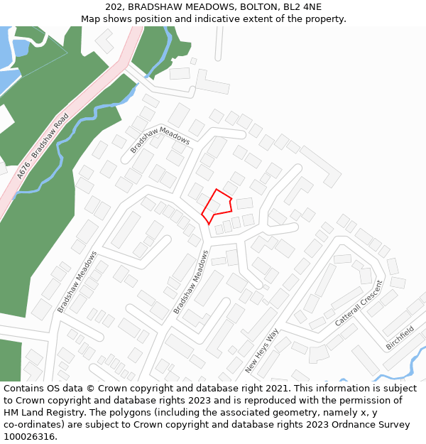 202, BRADSHAW MEADOWS, BOLTON, BL2 4NE: Location map and indicative extent of plot