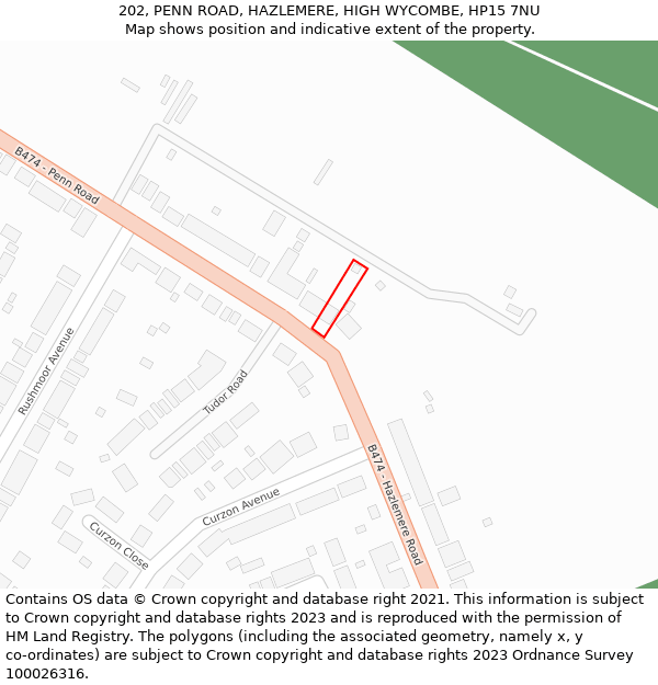 202, PENN ROAD, HAZLEMERE, HIGH WYCOMBE, HP15 7NU: Location map and indicative extent of plot