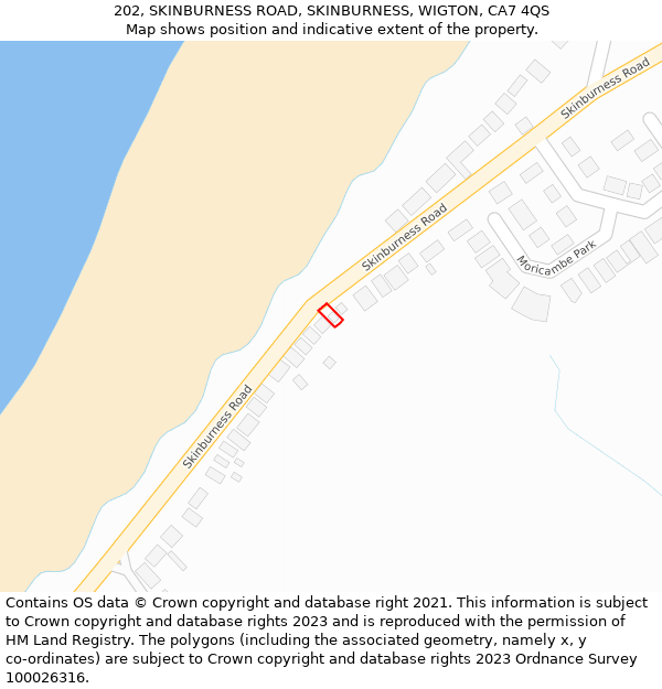 202, SKINBURNESS ROAD, SKINBURNESS, WIGTON, CA7 4QS: Location map and indicative extent of plot
