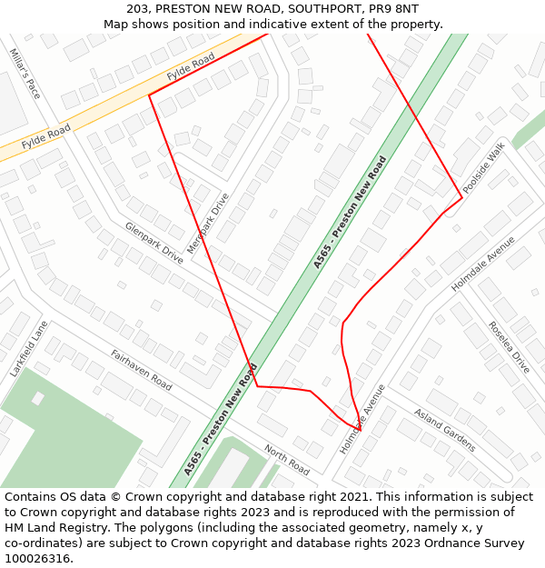 203, PRESTON NEW ROAD, SOUTHPORT, PR9 8NT: Location map and indicative extent of plot