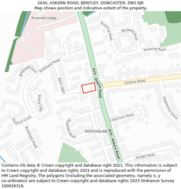 203A, ASKERN ROAD, BENTLEY, DONCASTER, DN5 0JR: Location map and indicative extent of plot