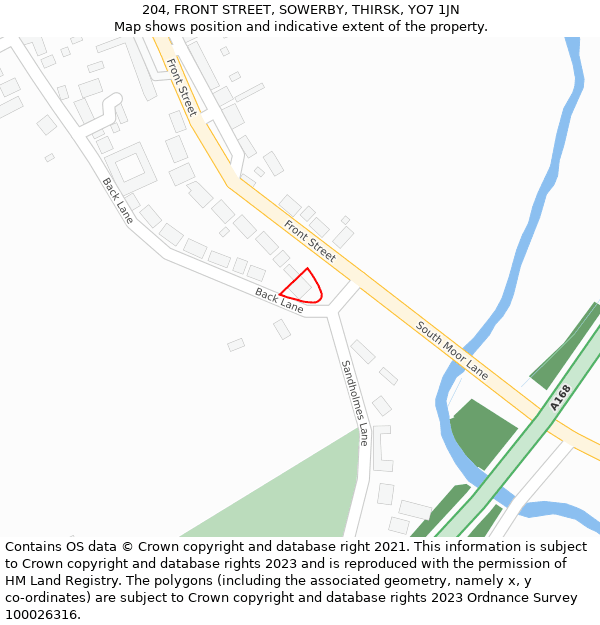 204, FRONT STREET, SOWERBY, THIRSK, YO7 1JN: Location map and indicative extent of plot