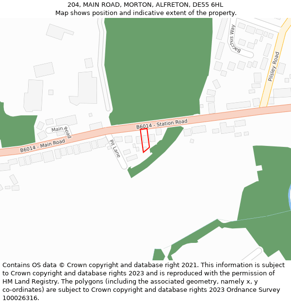204, MAIN ROAD, MORTON, ALFRETON, DE55 6HL: Location map and indicative extent of plot