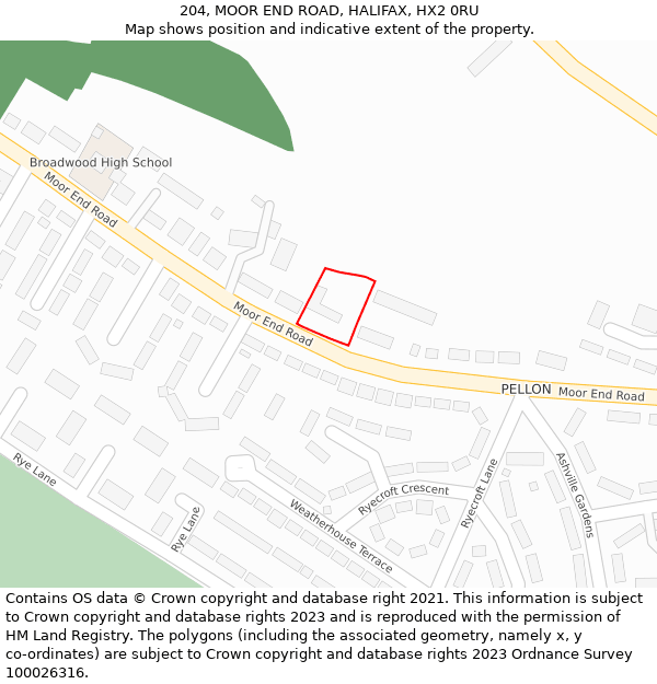 204, MOOR END ROAD, HALIFAX, HX2 0RU: Location map and indicative extent of plot