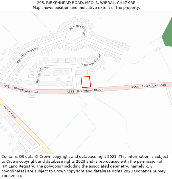 205, BIRKENHEAD ROAD, MEOLS, WIRRAL, CH47 9RB: Location map and indicative extent of plot