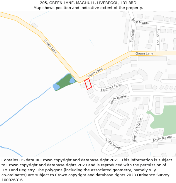 205, GREEN LANE, MAGHULL, LIVERPOOL, L31 8BD: Location map and indicative extent of plot