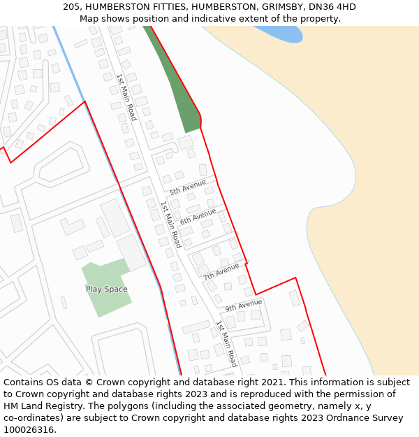 205, HUMBERSTON FITTIES, HUMBERSTON, GRIMSBY, DN36 4HD: Location map and indicative extent of plot