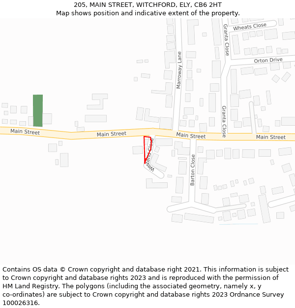 205, MAIN STREET, WITCHFORD, ELY, CB6 2HT: Location map and indicative extent of plot