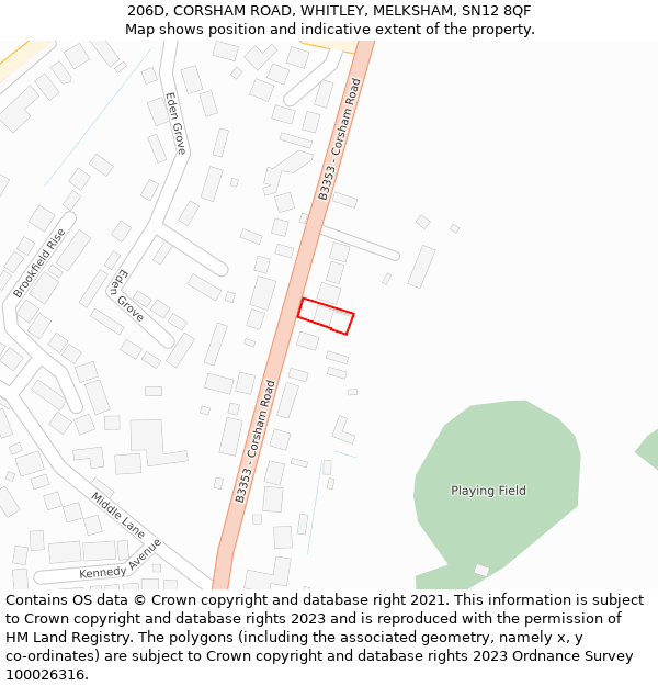 206D, CORSHAM ROAD, WHITLEY, MELKSHAM, SN12 8QF: Location map and indicative extent of plot