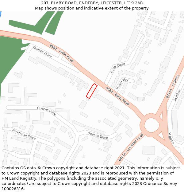 207, BLABY ROAD, ENDERBY, LEICESTER, LE19 2AR: Location map and indicative extent of plot