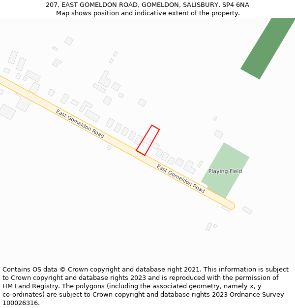 207, EAST GOMELDON ROAD, GOMELDON, SALISBURY, SP4 6NA: Location map and indicative extent of plot