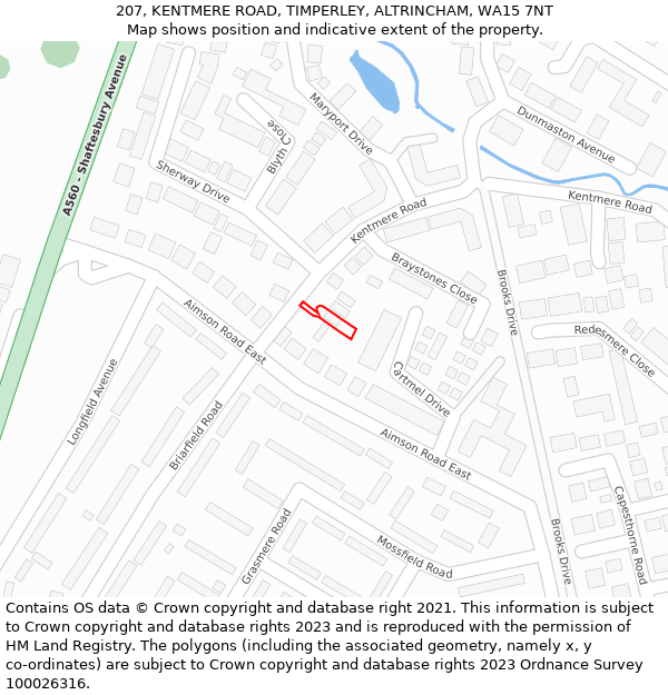 207, KENTMERE ROAD, TIMPERLEY, ALTRINCHAM, WA15 7NT: Location map and indicative extent of plot