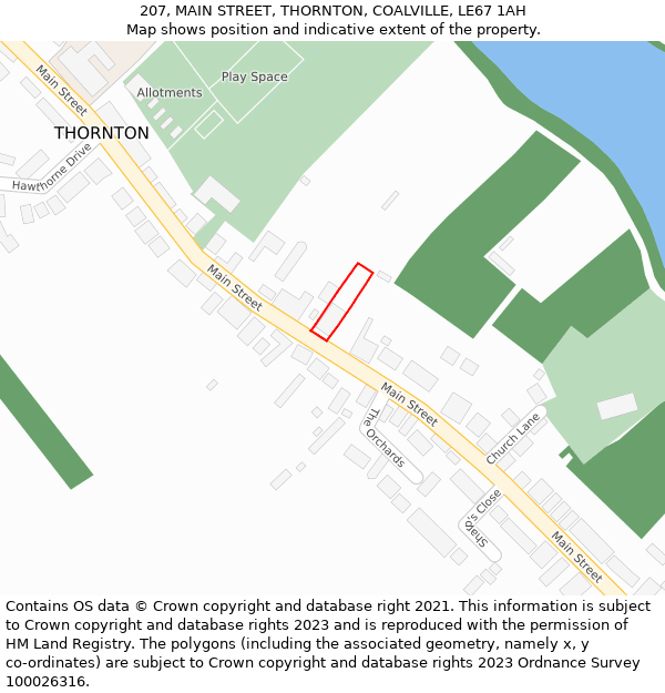 207, MAIN STREET, THORNTON, COALVILLE, LE67 1AH: Location map and indicative extent of plot