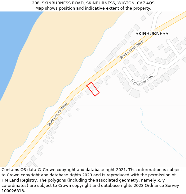 208, SKINBURNESS ROAD, SKINBURNESS, WIGTON, CA7 4QS: Location map and indicative extent of plot