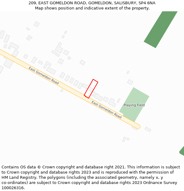 209, EAST GOMELDON ROAD, GOMELDON, SALISBURY, SP4 6NA: Location map and indicative extent of plot