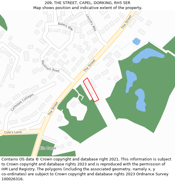 209, THE STREET, CAPEL, DORKING, RH5 5ER: Location map and indicative extent of plot