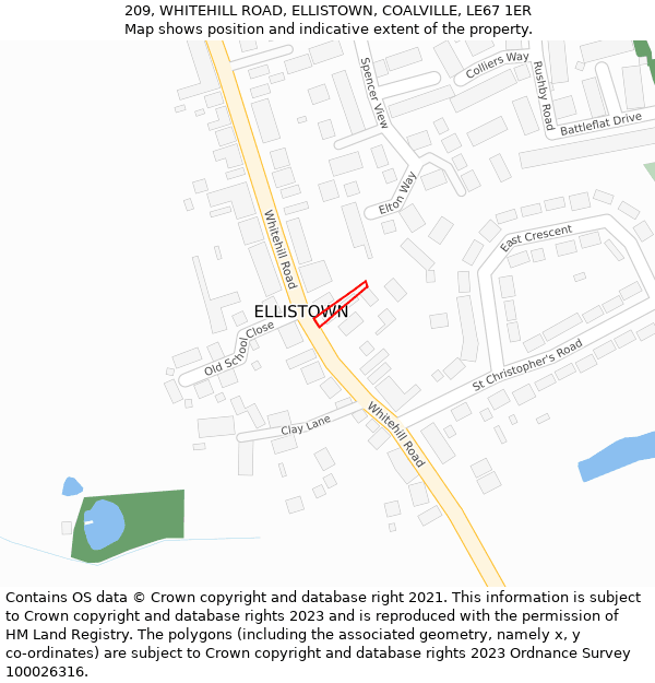 209, WHITEHILL ROAD, ELLISTOWN, COALVILLE, LE67 1ER: Location map and indicative extent of plot