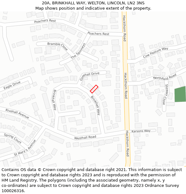 20A, BRINKHALL WAY, WELTON, LINCOLN, LN2 3NS: Location map and indicative extent of plot