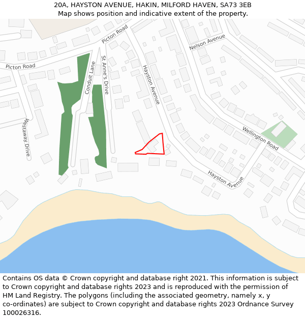 20A, HAYSTON AVENUE, HAKIN, MILFORD HAVEN, SA73 3EB: Location map and indicative extent of plot